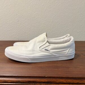 VANS Classic Slip-On Sneakers - 11 - GUC - White (with coffee stains)